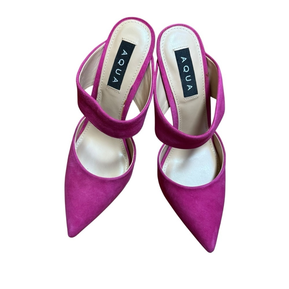 Aqua Fuchsia Pink Pointed Toe Stiletto Heels Ankle Strap Pumps Size 8